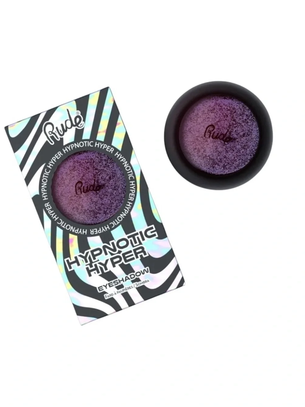 New Rude Cosmetics Under the Spell Hypnotic Hyper Chrome Dark Purple Eyeshadow